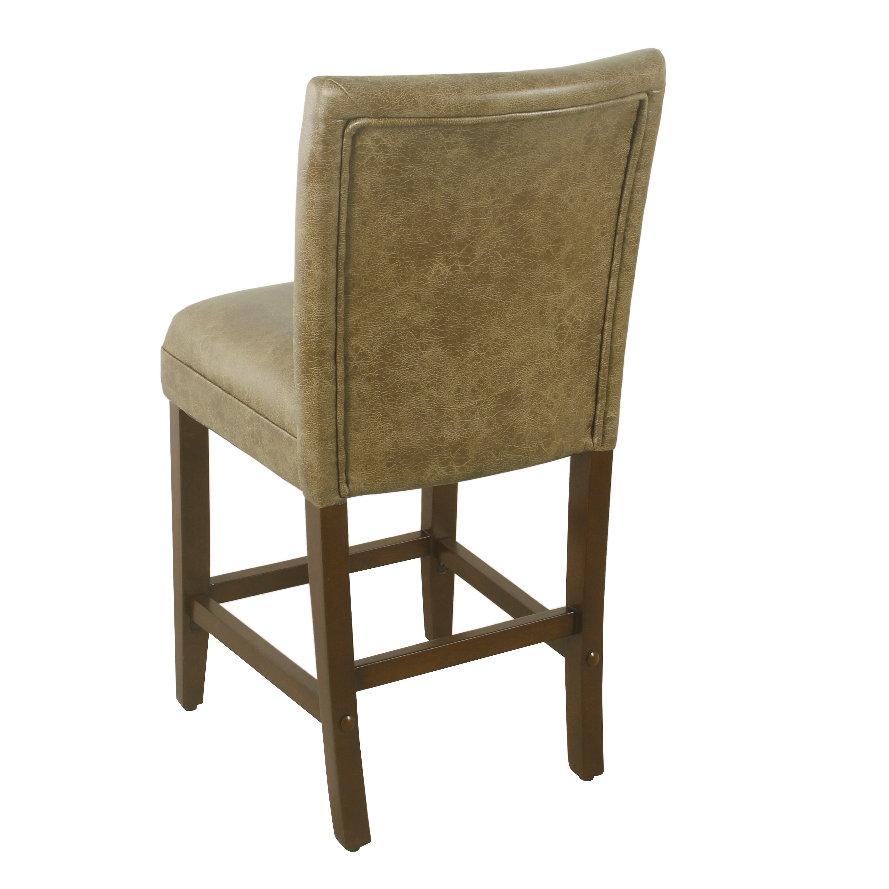 HomePop 24" luxury faux leather barstool - Distressed Brown Faux Leather
