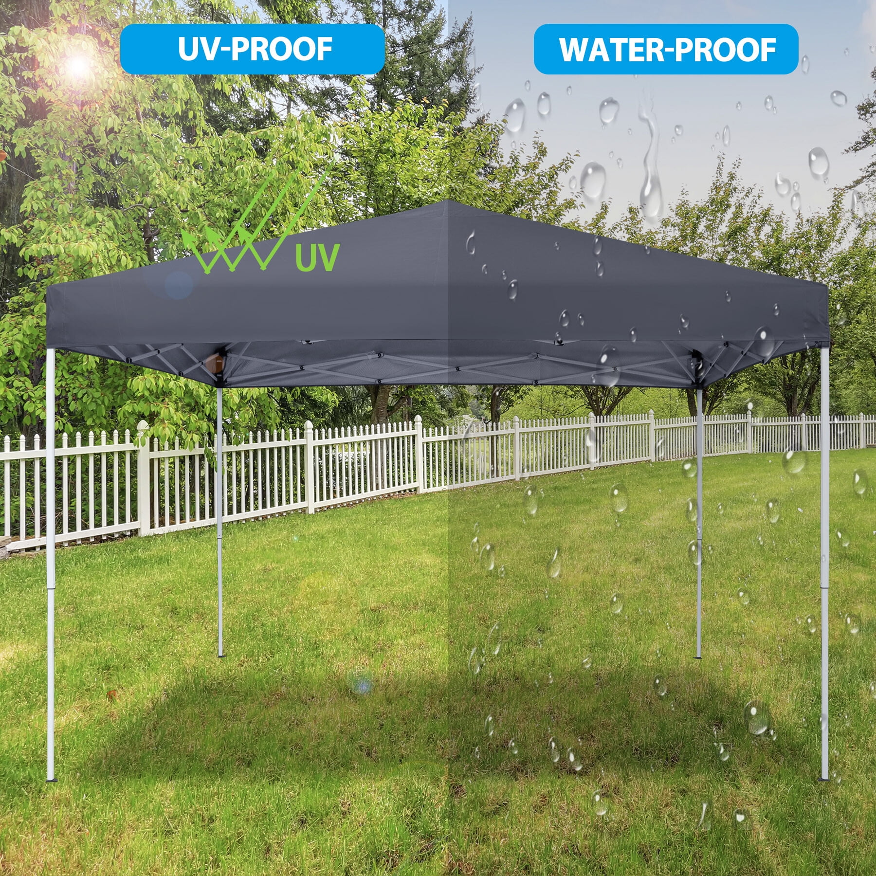 ZENY 10 x 10FT Party Tent Pop-up Canopy Foldable Waterproof Gazebo Tent with Carrying Bag, Gray