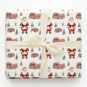 Santa Claus and Fire Truck Christmas Wrapping Paper