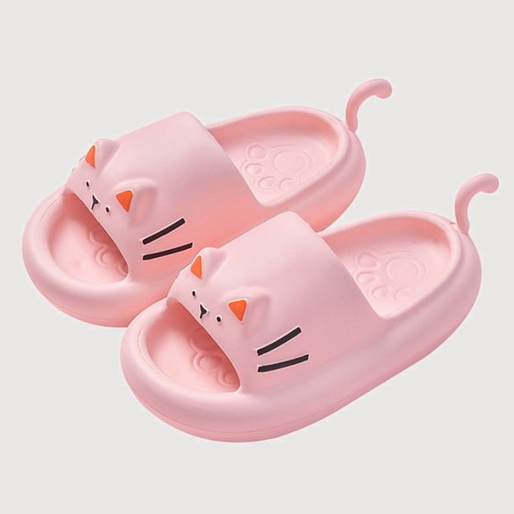 Gyujnb Unisex Open Toe Cat Slide Slippers for Indoor Outdoor Bathroom Playground Casual (Toddler, Little Boys and Girls),4-5 Years