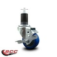thumbnail image 2 of 3 Inch Blue Poly Swivel 1-5/8 Inch Expanding Stem Caster with Brake SCC, 2 of 2