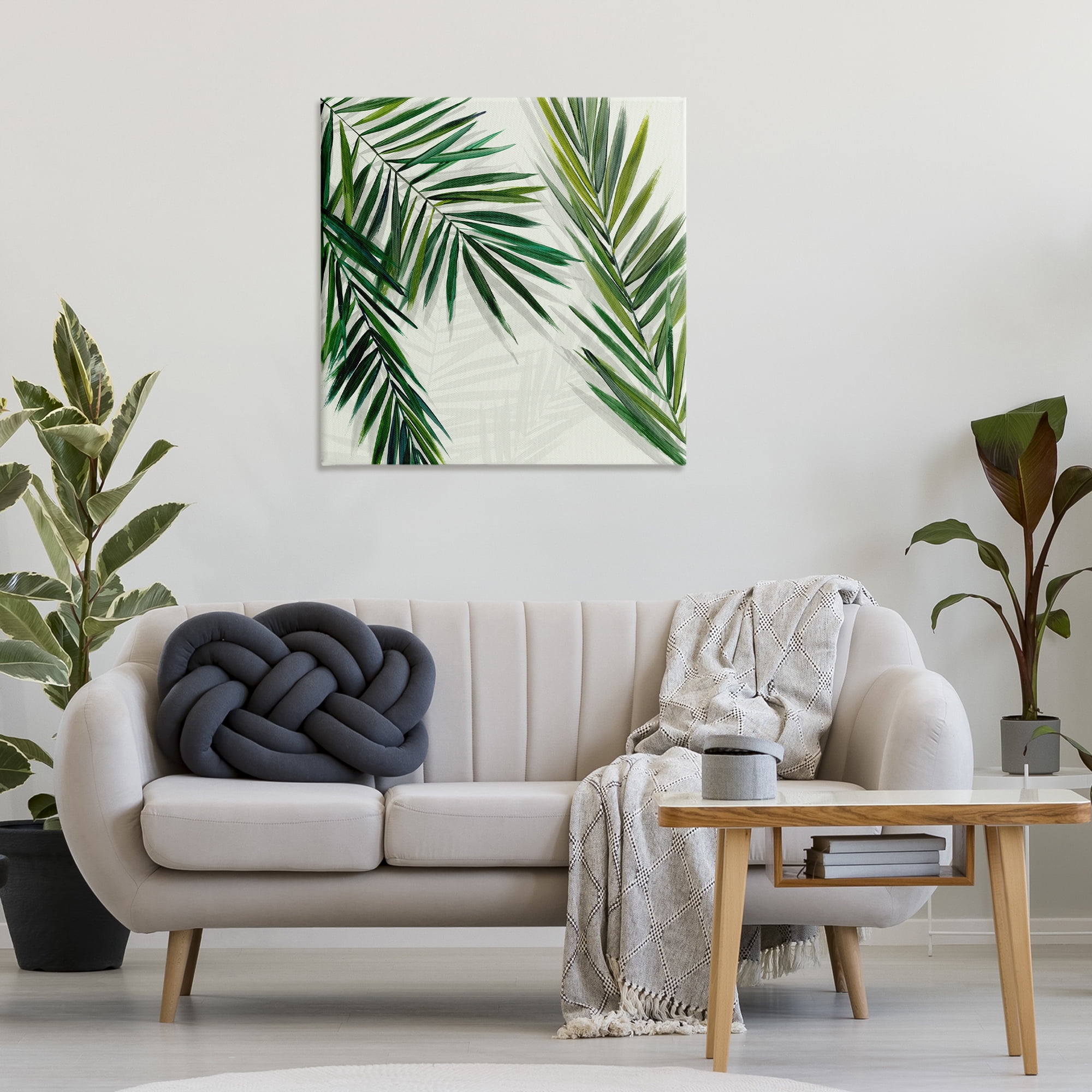 Stupell Industries Restful Palms with Shadows Plants & Flowers Painting Wrapped Canvas Art Print Wall Art, 30 x 30