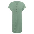 thumbnail image 5 of Women's Fashionable All Buckle V Neck Cold Shoulder Ruffled Sleeve Solid Color Dress plus Size Banquet Dresses after 5 Dresses for Women Evening Backless Dresses for Women Women Dress for Night Womens, 5 of 6