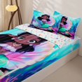 thumbnail image 3 of Homewish Girls Mermaid Zipper Twin Comforter Sets with Fitted Sheet and 2 Pillowcases,Sea Ocean Princess Zipper Bedding Set,Colorful Stars Reversible,4-Piece, 3 of 7
