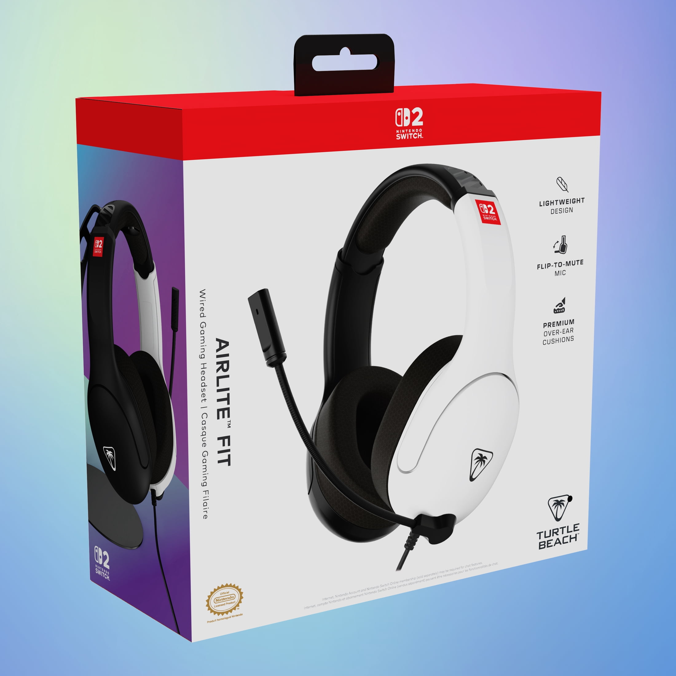 Turtle Beach Airlite Fit Wired Gaming Headset: White & Black - Officially Licensed for Nintendo Switch 2, Nintendo Switch - Durable, Lightweight