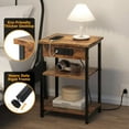 thumbnail image 4 of End Table with Charging Station Set of 2, Sturdy 3 Tier Side Tables for Living Room Bedroom Office Small Space, Nightstand with Outlets & USB Ports, Bedside Table with Storage Shelves, Rustic Brown, 4 of 14