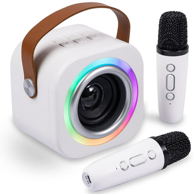 Máquina de karaoke EGIVWCVIC Mini para niños y adultos con 2 micrófonos