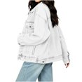 thumbnail image 6 of Edvintorg Denim Jacket for Women Fall Winter Fashion Loose Casual Jean Jackets with Pocket Button Down Women's Clothes White XXL, 6 of 8