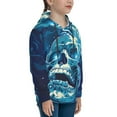 thumbnail image 3 of Lsque Abstract Blue Skull Patten Youth Hoodie Sweatshirt Pullover with Kangaroo Pocket Boys and Girls Hoodie Warm Hoodie for Kids-Small, 3 of 6