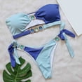 thumbnail image 3 of Gibobby Trajes de Natación para Mujer Mujeres natación playa traje de baño Bikini conjunto Bandeau vendaje moda Sexy diamante trajes de baño traje de bañ(Azul,G), 3 of 5