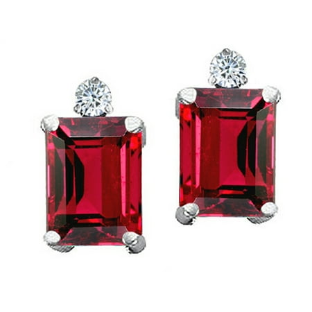 Tommaso Design Emerald Cut 8x6mm Created Ruby Earrings Studs Tommaso Design Emerald Cut 8x6mm Created Ruby Earrings Studs