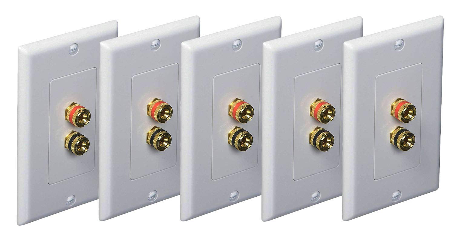 MODERNO Speaker Wallplate w/ Gold Plated Connectors for 4 Speakers 