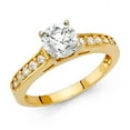 thumbnail image 2 of 14k White Gold Simple CZ Round Solitaire with Accent Wedding Ring, 2 of 2
