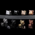 thumbnail image 3 of 4 Pairs of Stud Earrings for Women Mens 18K Gold Plated Stud Earrings Hypoallergenic Earrings 6mm Princess Cut Cubic Zirconia Inlaid Nickel Free Earrings Set (4 Colors), 3 of 6