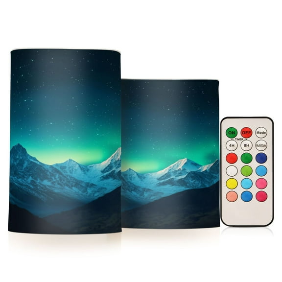 2 PCS Flameless Candles with Remote Timer LED Battery Operated Flickering Candle Light for Wedding Table Home Decoration Gifts Beautiful Night Sky