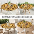 thumbnail image 7 of Beige Leopard Sunflower Pattern Round Fitted Tablecloth with Elastic Edge,Dining Table Cover Waterproof,Outdoor Round Tablecloth for Camping,Dining,Indoor and Outdoor, 7 of 7