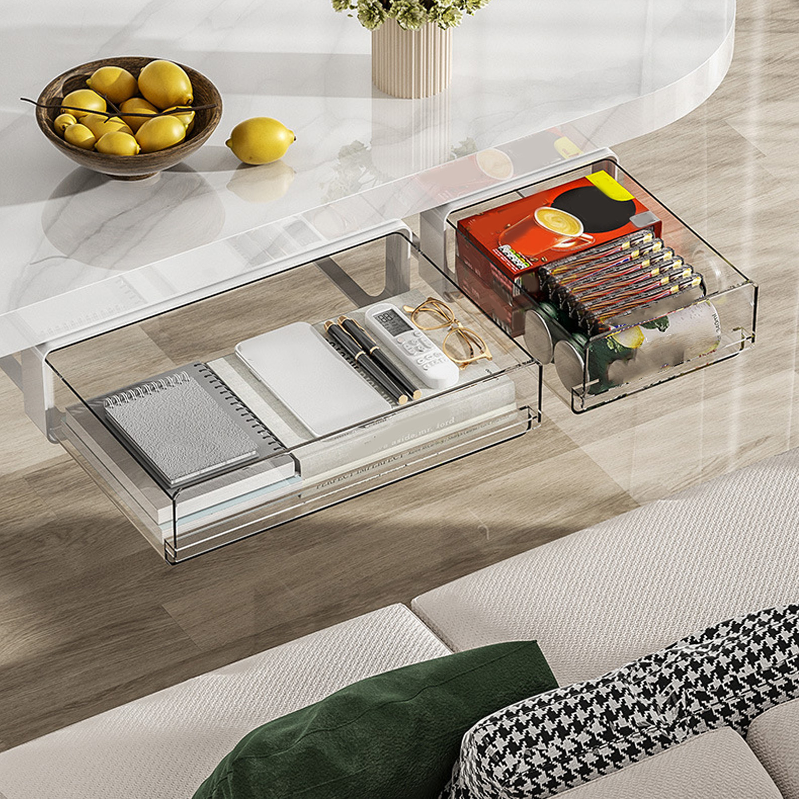 Riousery Under Desk Drawer Organizer Large Capacity Slide Out Storage Drawers for Office Study Bedroom 12.6 inches / 32 cm