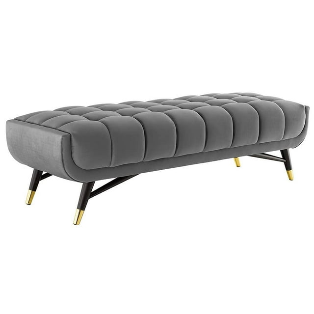 Modway Adept 60 Performance Velvet Bench in gray 60 Inches