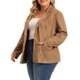 thumbnail image 4 of Agnes Orinda Women's Plus Size Faux Suede Jacket Long Sleeve Notch Lapel Button Blazer Coat 1X Khaki, 4 of 6