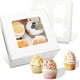 thumbnail image 1 of Paquete de 10 cajas para cupcakes de 4 agujeros, color blanco, 16 x 16 x 7,6 cm (6,3 x 6,3 x 3), 1 of 5