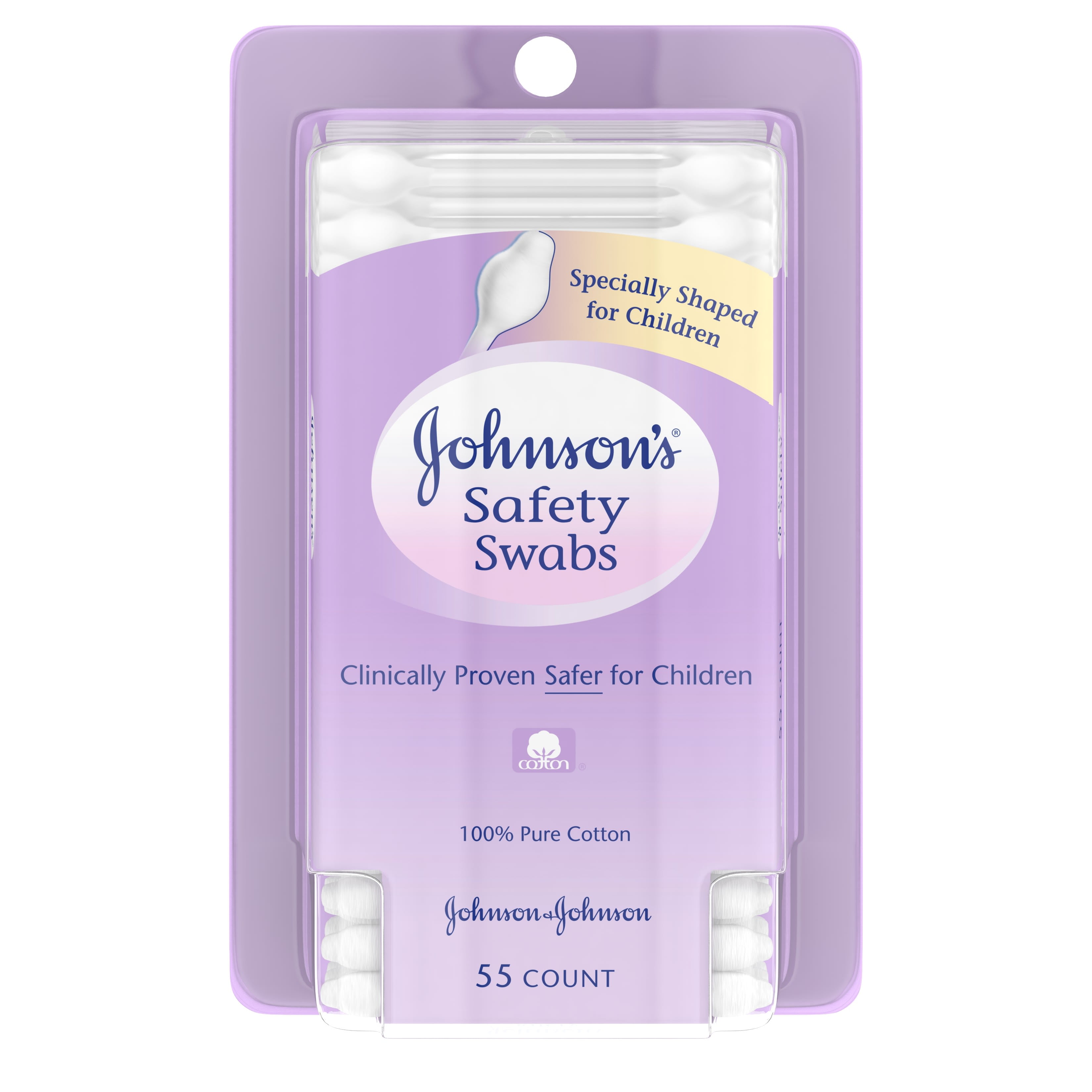 Johnson's Baby Safety Ear Swabs Made with Non-Bleached Cotton, 55 ct