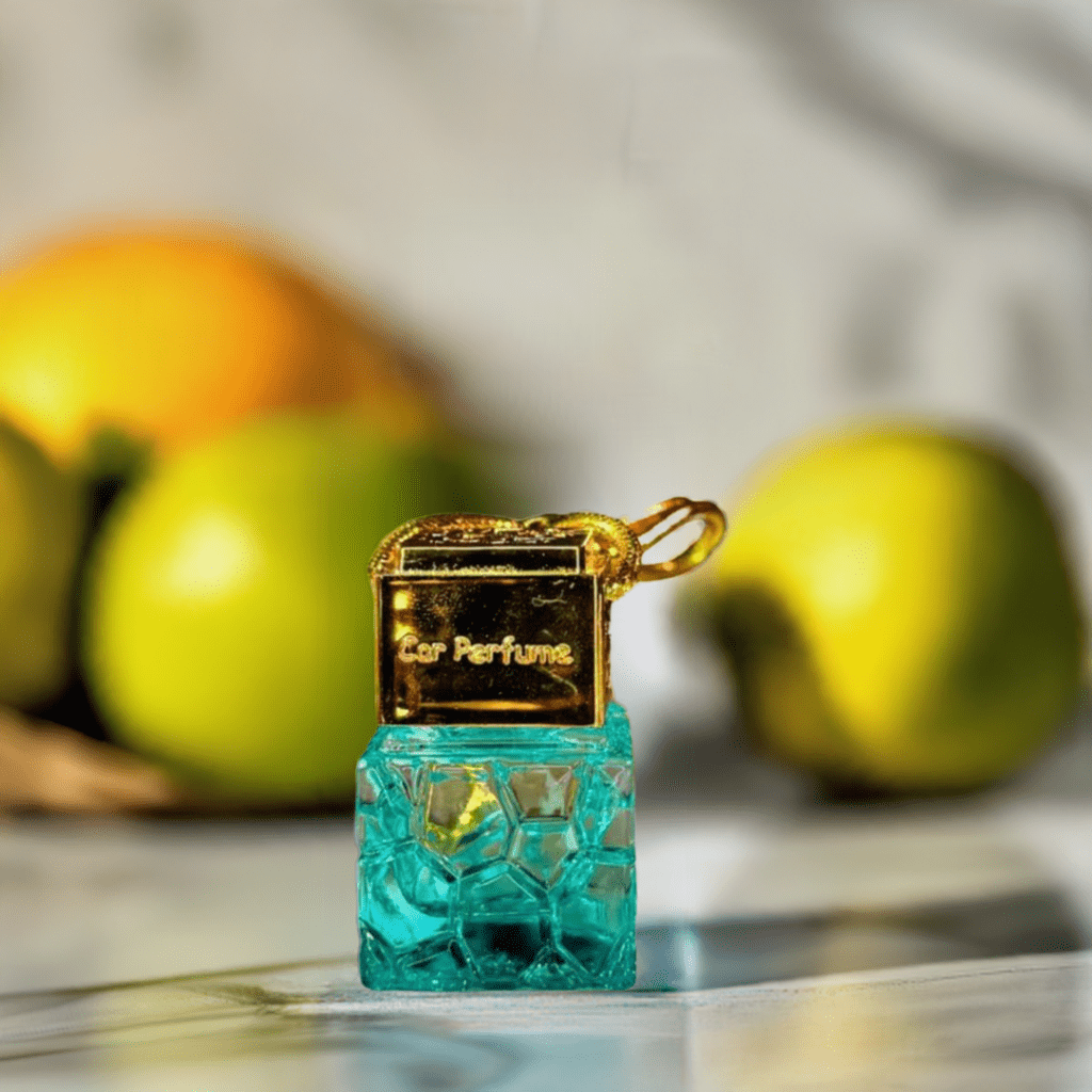 No Label Scents Refillable Car Air Freshener, Hibiscus Cucumber Melon, Glass & Wood Car Perfume Diffuser, Up to 90 Days, 1 Count