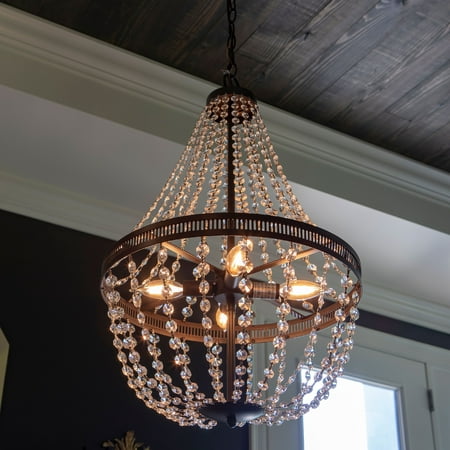 Decor Therapy Harlow Orb and Crystal Chandelier, Steel and Crystal