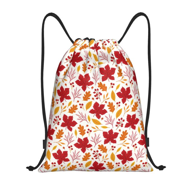 Fotbe fall laef Maple Bolsa Mochila con Cordón Estampada, Bolsa de Gimnasio Deportiva, Bolsa Cinch, Bolsa con Cordón para Hombres y Mujeres-Small