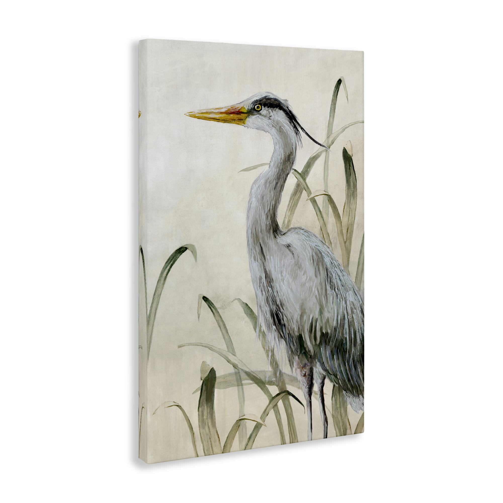 Stupell Industries Heron with Traditional Grasses Animals Painting Wrapped Canvas Art Print Wall Art, 20 x 30