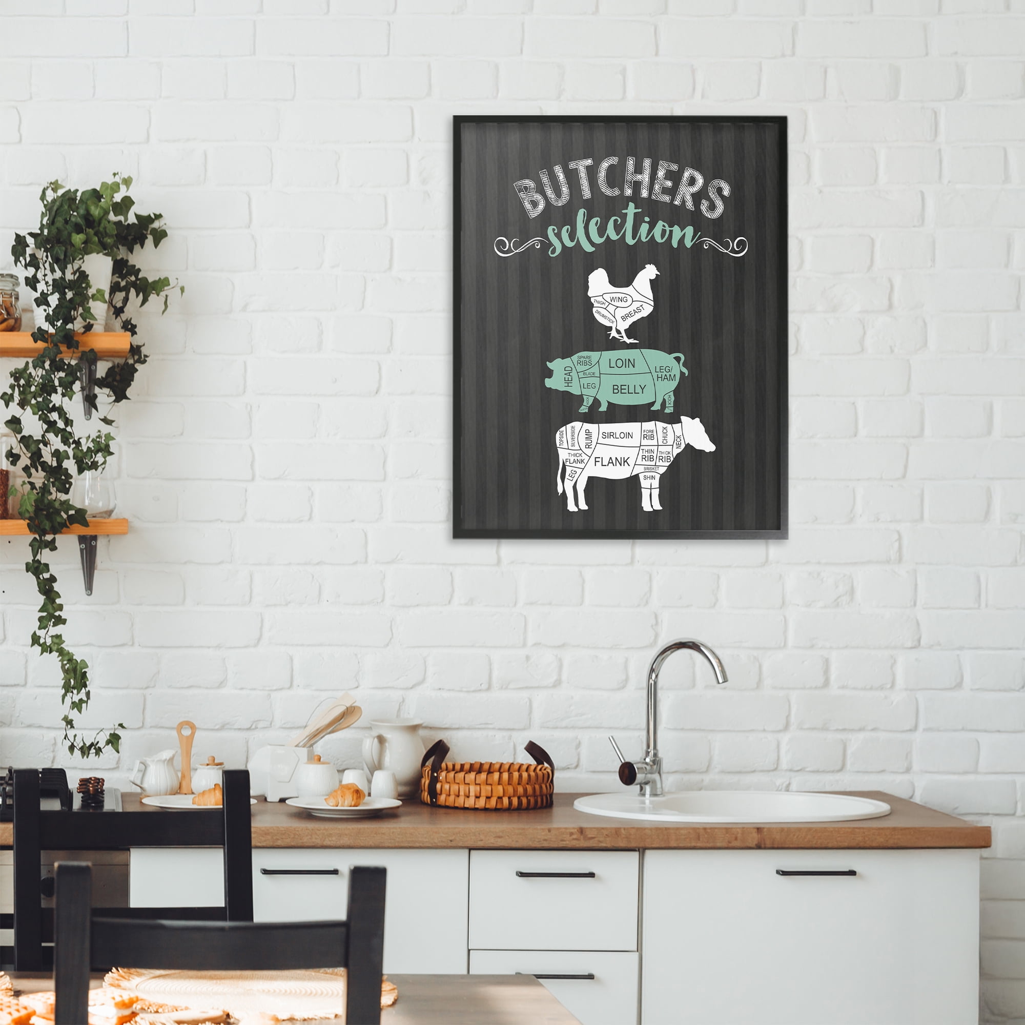 Butchers Selection Black & Green Black Framed Giclee Art, design by Lettered and Lined
