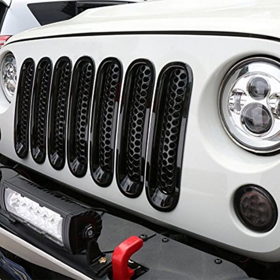 Rejilla de parachoques Bling Bling negro 7 piezas para Jeep Wrangler JK 2007-2017
