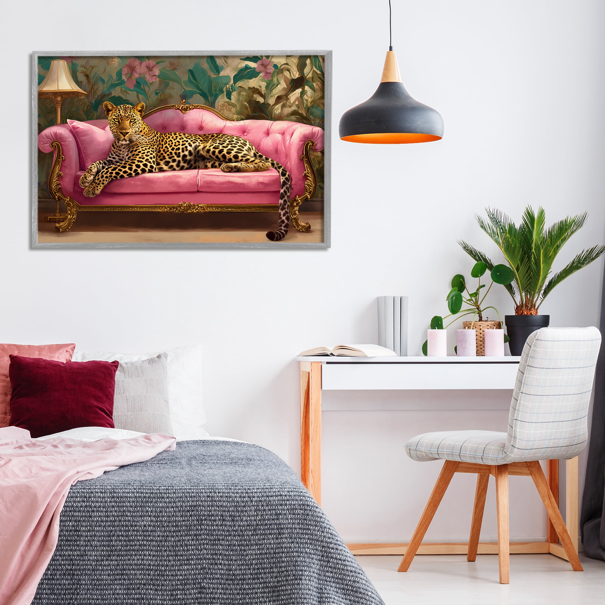 Stupell Industries Exotic Lounging Leopard Gray Framed Giclee Art, design by Tina LeCour