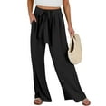 thumbnail image 3 of TANBOM Women's Summer Elasticated Slouchy Wide Leg Pants with Pockets Black XS, 3 of 6