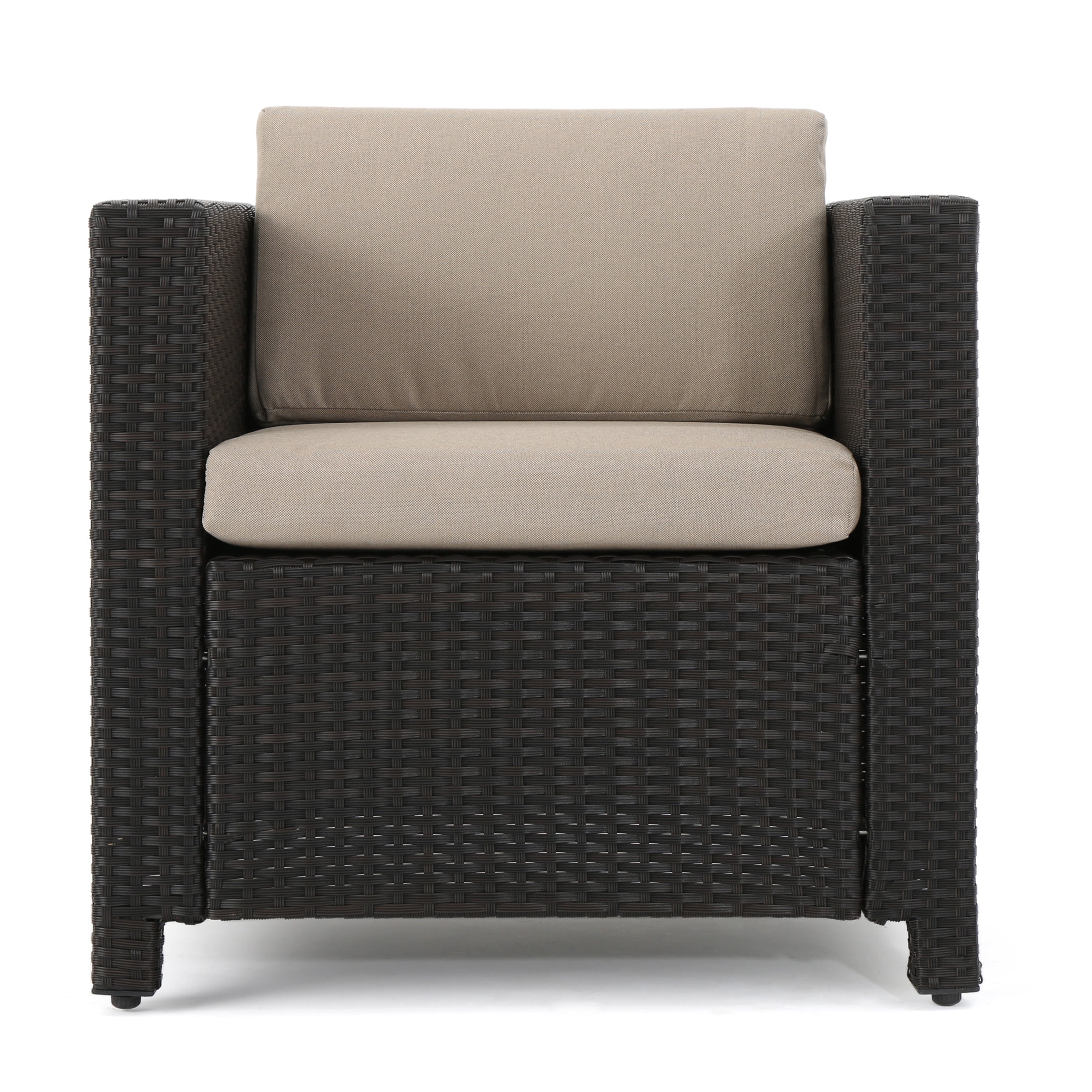 Outdoor Sofa Set 4 Piece, Patio Furniture Set, Wicker Sofa Set with Loveseat 2 Chairs Table, All-Weather PE Rattan and Water-Resistant Cushions, Modern Outdoor Seating, Dark Brown
