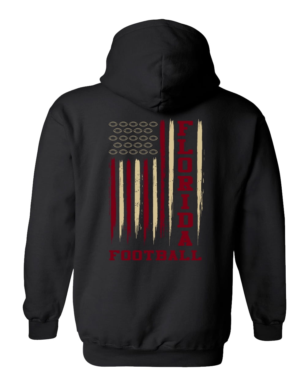 Florida Football Team Color Maroon & Gold American Flag Unisex Hoodie - Picture 1 of 7