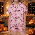 thumbnail image 5 of MEZZALL Halloween Girls Short Sleeve Lapel Tie Front Shirts Blouse Tops With Shorts For Kids Lightweight Pajama Sets With Comfortable Matching Tops And Shorts 2 Piece Sleepwear, 5 of 7