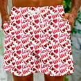 thumbnail image 5 of Herrnalise Men's Shorts Casual Red Heart Print Elastic Waist Drawstring Lightweight Summer Beach Shorts, 5 of 5