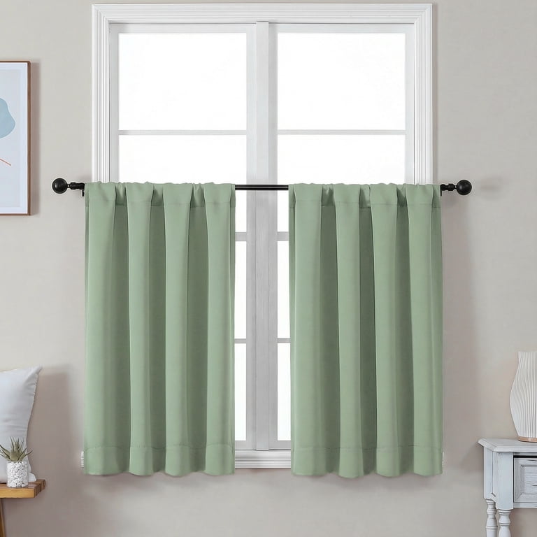 OVZME Light Green Blackout Curtains, 40x36, Set of 2 photo 1