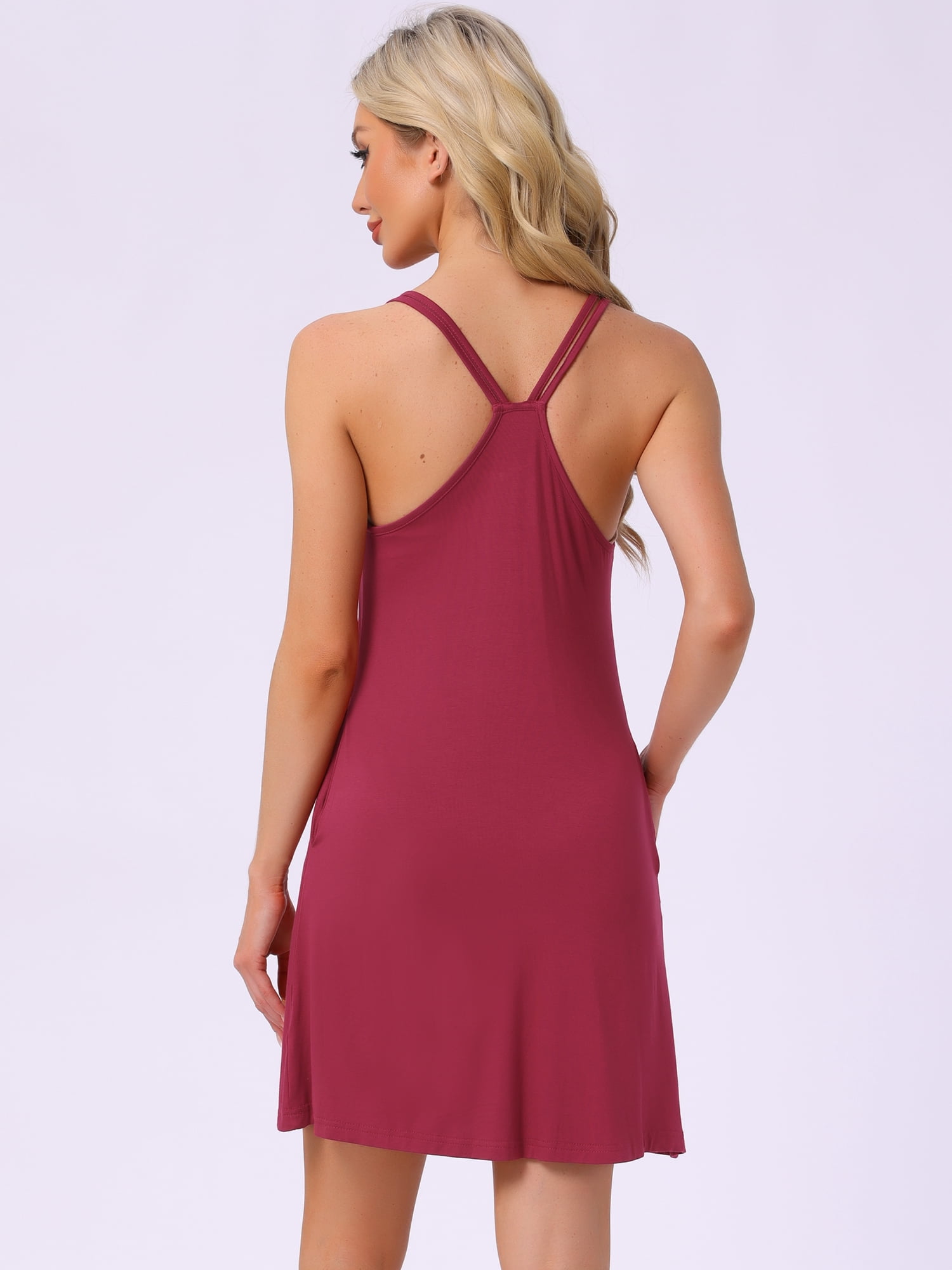 DARING DIVA Women's Sleeveless Spaghetti Strap Racer Back Sleepdress XS Red