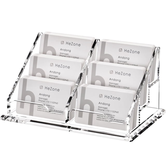 Portatarjetas de Negocios HeZone Acrílico Transparente con 6 Compartimentos y 3 Niveles