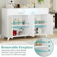 thumbnail image 3 of Sideboard Buffet Cabinet, 4 Rattan Doors 2 Drawers Accent Storage Cabinet, Console Table Coffee Bar w/Power Outlet & LED Light, Adjustable Shelves for Dining Living Room, Hallway, 3 of 7