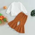 thumbnail image 4 of Douhoow Toddler Girl Halloween Pumpkin Outfit Long Sleeve Sweatshirt Tops Flared Pants 2Pcs Clothes Set 0-4 Years, 4 of 8