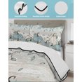 thumbnail image 3 of Quilts Queen Size Bedding Set, Teal Pumpkins Fall Reversible Summer Quilt 3 Pieces, Thanksgiving Autumn Leaves Teal Wood Lightweight Bedspreads Coverlets with 2 Pillow Shams for All Seasons, 3 of 5