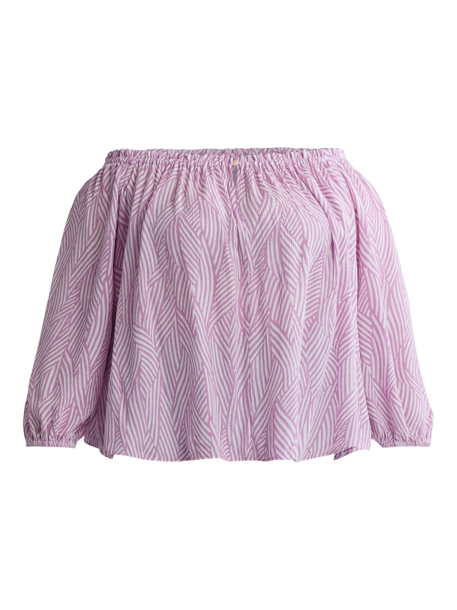 Terra & Sky Women's Plus Size Off The Shoulder Blouse with Long Sleeves, Sizes 0X-4X