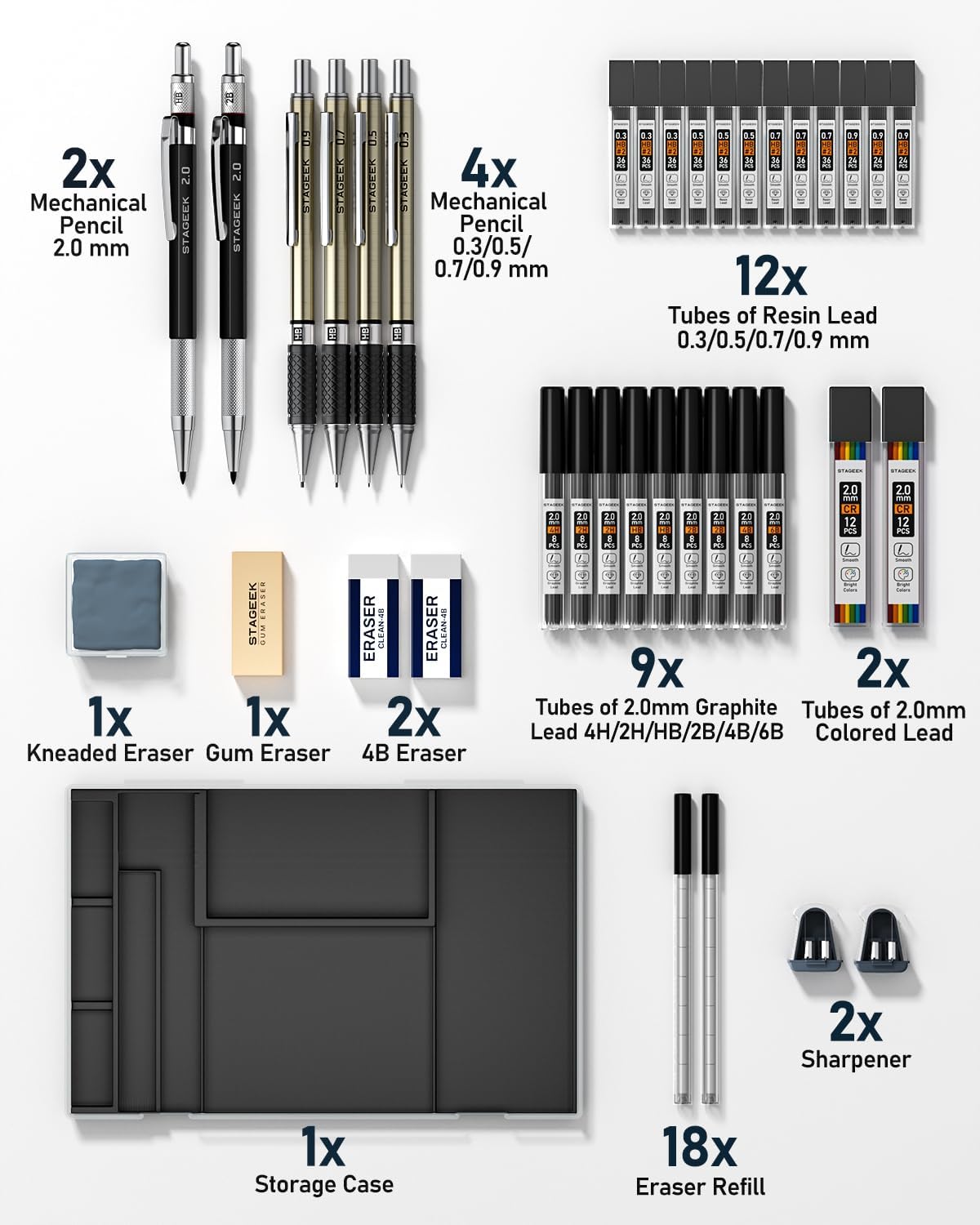 STAGEEK Mechanical Pencil Set, 37 Count with 492 Lead Refills photo 7