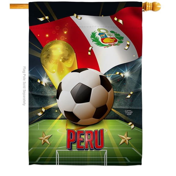 28 x 40 in. World Cup Peru Sports Soccer Double-Sided Vertical Decoration Banner House & Garden Flag - Yard Gift