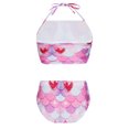 thumbnail image 2 of TiaoBug Girls 2 Pcs Mermaid Bikini Sets Shiny Halter Ruffles Crop Top with Triangle Brief Bathing Suit Tankini Hot Pink B 150, 2 of 5