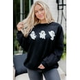 thumbnail image 5 of Women's Black Halloween Ghosts Print Round Neck Sweatshirt, 5 of 12
