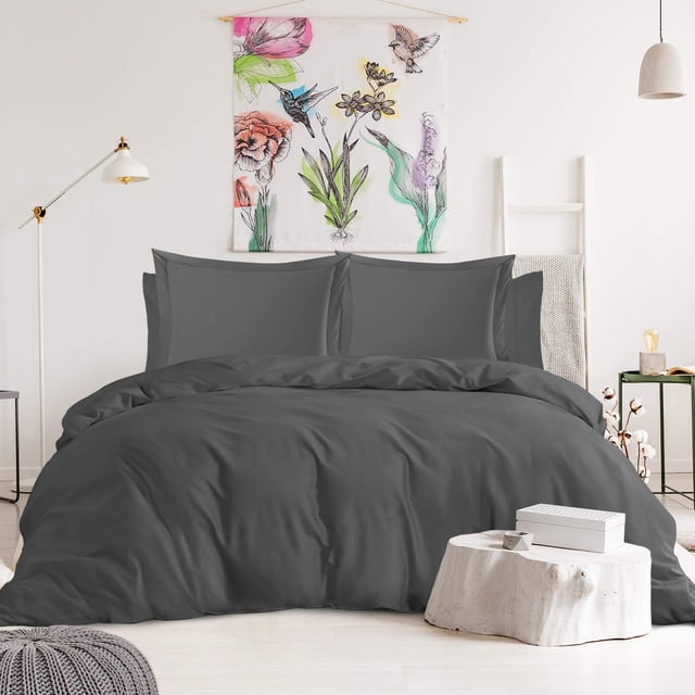 800 Thread Count 100% Egyptian Cotton 5 Piece Duvet Set with Zipper Closure & Corner 5 Pc Duvet Set Solid Pattern