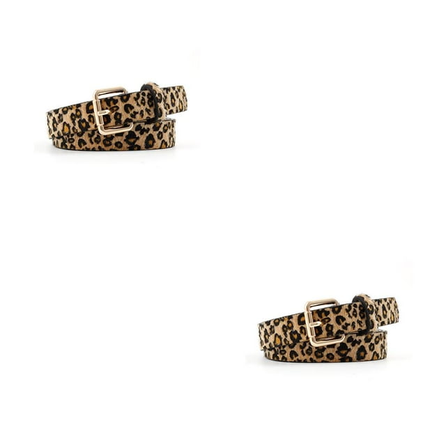 Minnieouse Cinturón ajustable clásico de cuero PU, cinturones de cintura exquisitos de pelo de caballo ligero de moda Retro Vintage para mujer Camello 2piezas